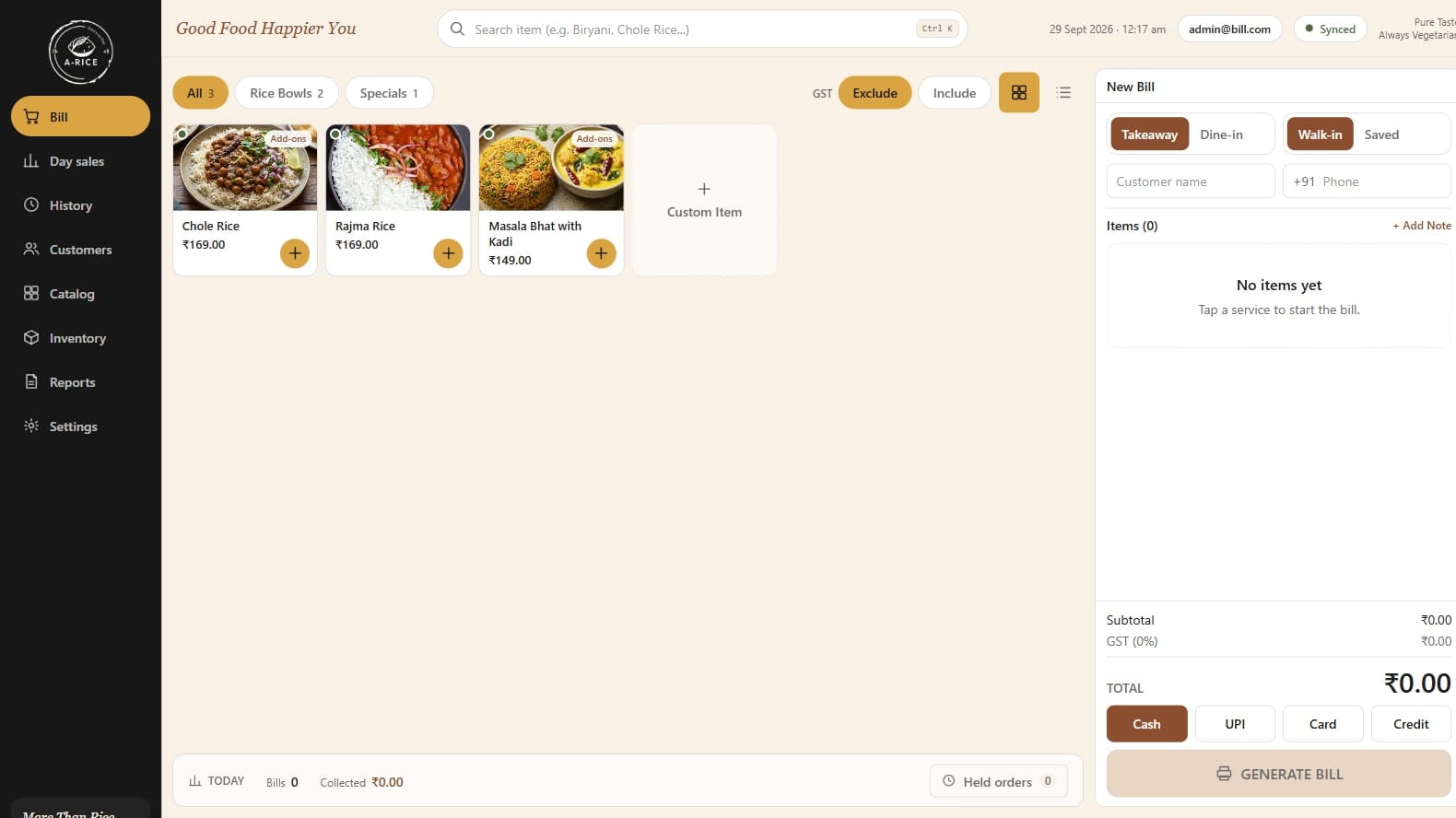 A-RICE — Billing System
