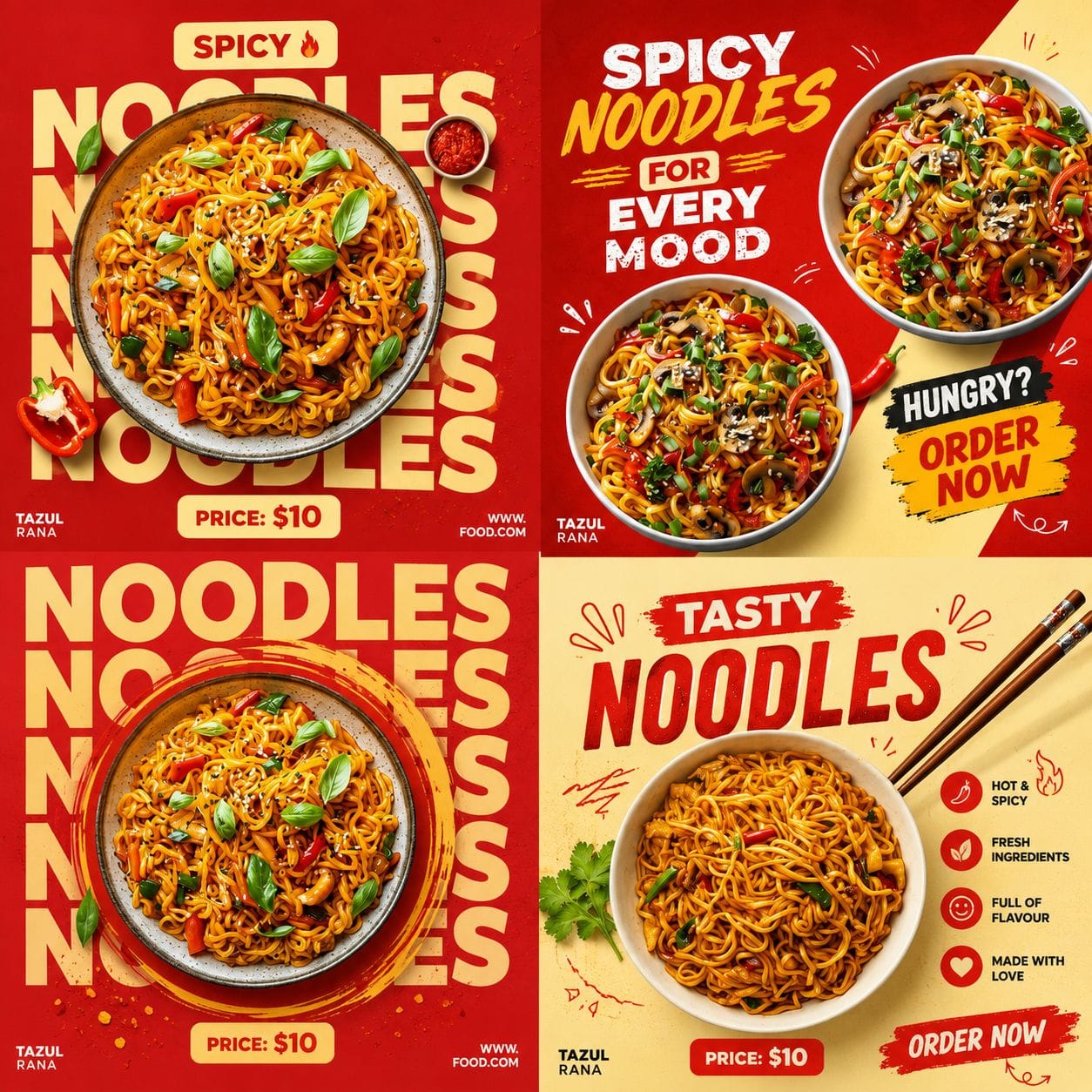 Spicy Noodles — Four-Up Series
